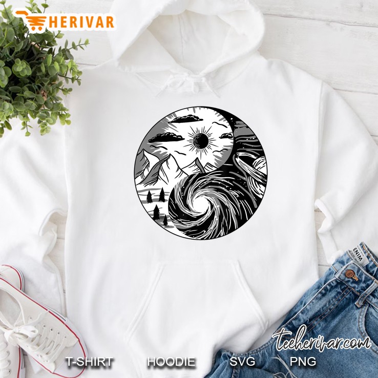 Nature Outer Space Yin Yang Retro Earth Galaxy Balance Gift Hoodie