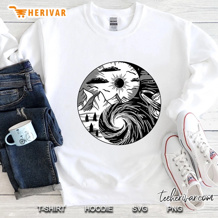 Nature Outer Space Yin Yang Retro Earth Galaxy Balance Gift Sweatshirt