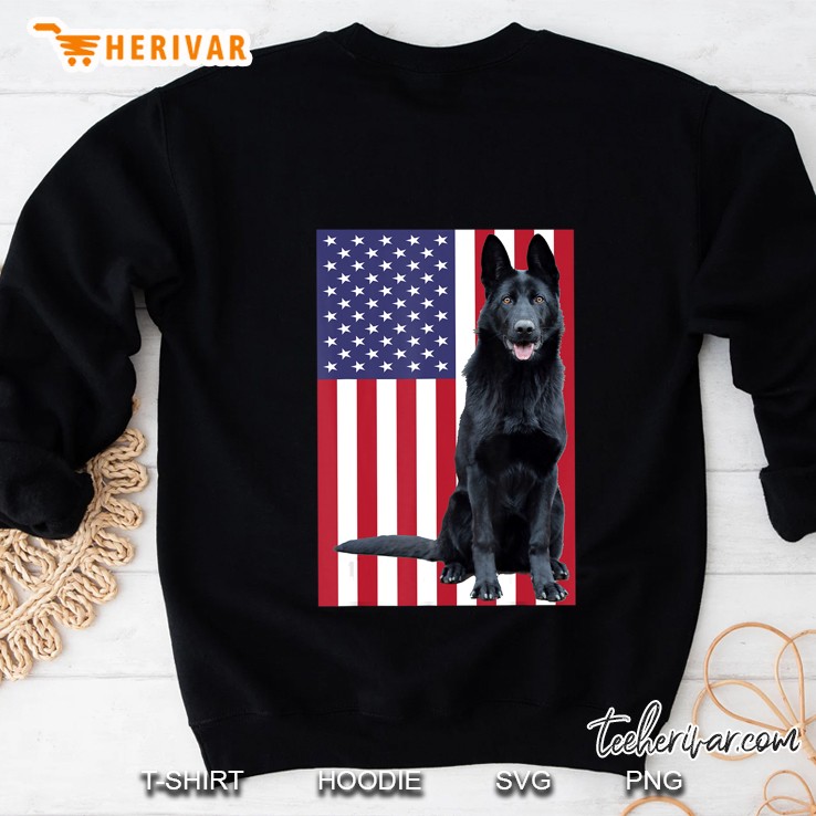 Black German Shepherd With Us Flag Sweatshirt