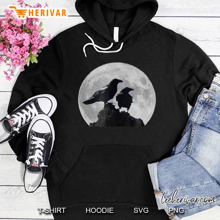 Crowsravens Birds With Full Moon Hoodie
