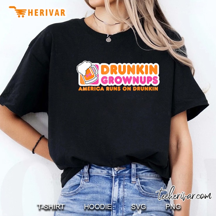 Drunkin Grownups Adult Party Sarcastic Gift Drinking Shirt Ladies Tee