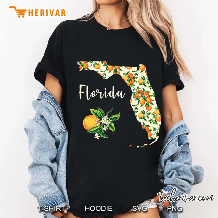 Florida Floral Orange Blossom Handwritten State Inspired Ladies Tee