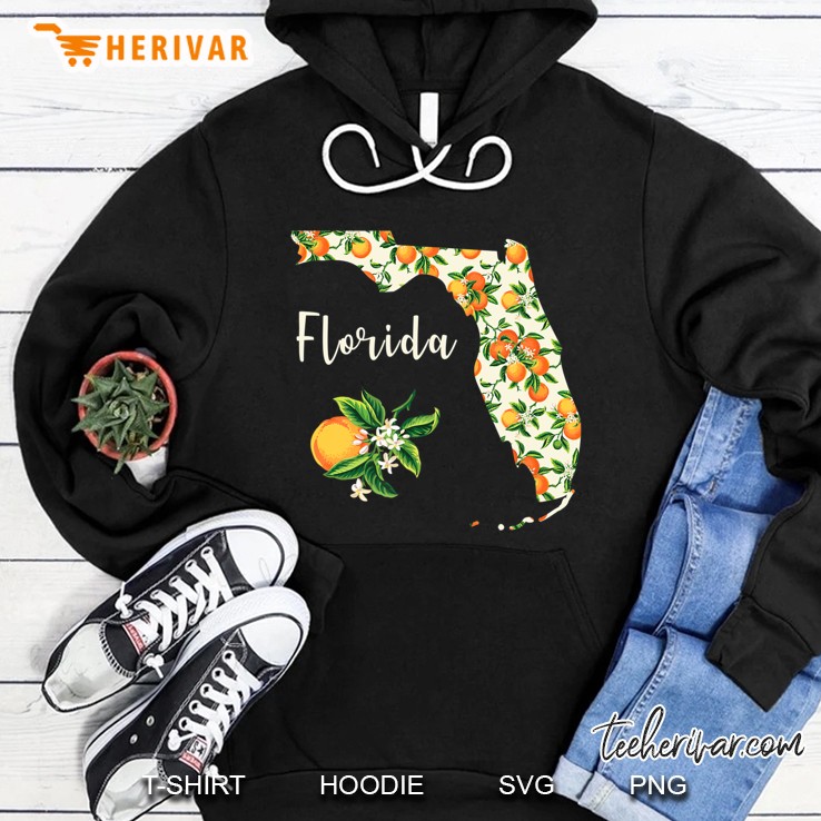 Florida Floral Orange Blossom Handwritten State Inspired Hoodie
