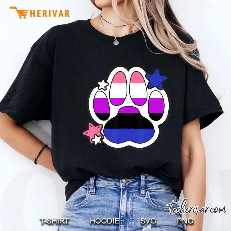Genderfluid Furry Paw Lgbtq Month Gay Rights Pride Week Gift Ladies Tee