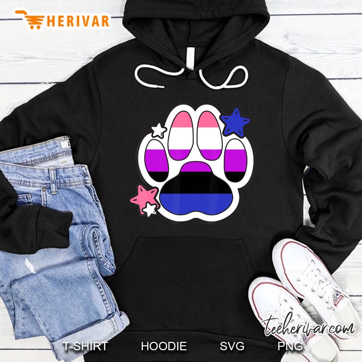 Genderfluid Furry Paw Lgbtq Month Gay Rights Pride Week Gift Hoodie