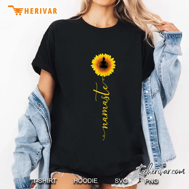 Namaste Sunflower Yoga Trendy Hippie Buddha Meditation Ladies Tee