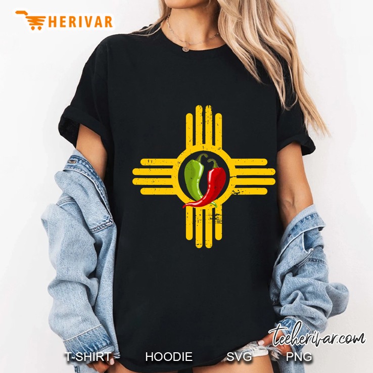 New Mexico Southwest Zia With Red And Green Chile Ladies Tee