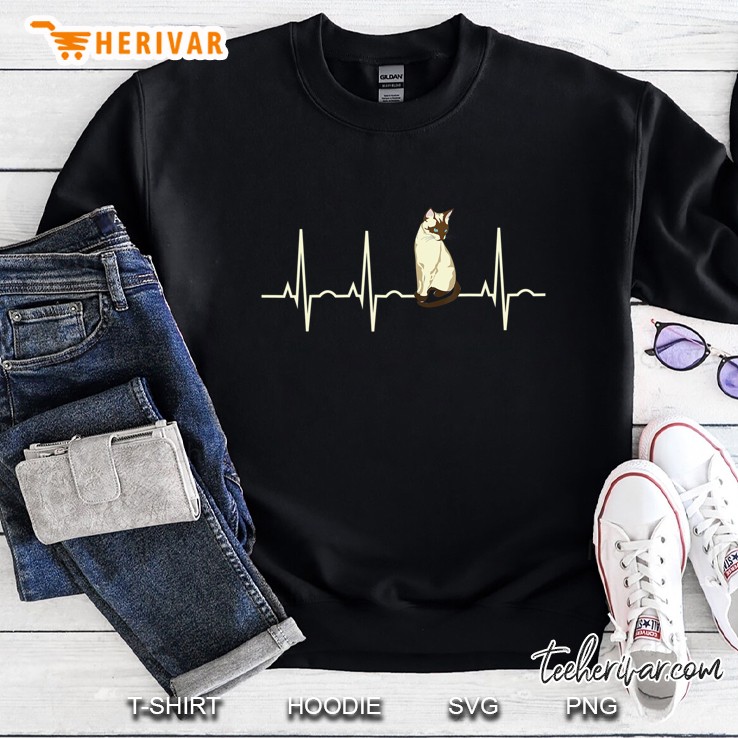 Siamese Ca - Siamese Cat Heartbeat Gift Sweatshirt
