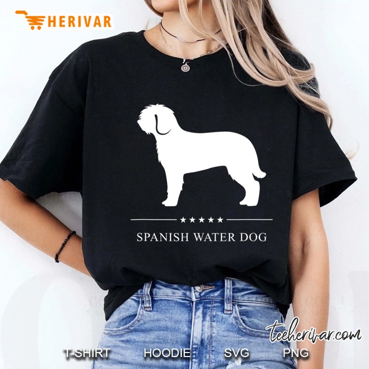 Spanish Water Dog White Silhouette Ladies Tee
