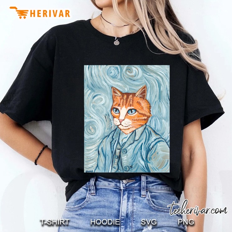 Cat Van Gogh Portrait Ladies Tee