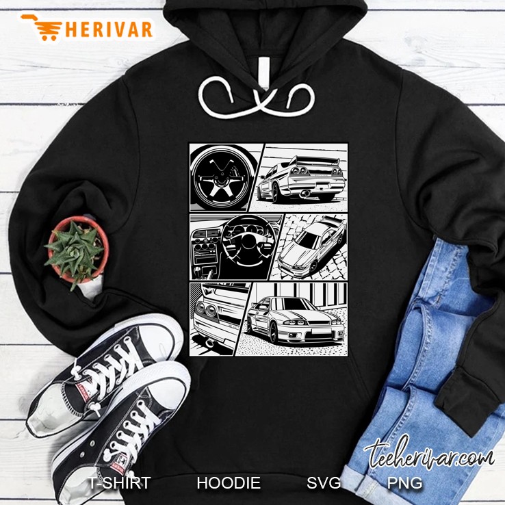 Skyline R33 Gtr. Details (White Background) Hoodie