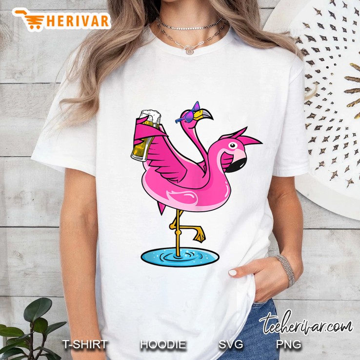 Flamingo Drinking Beer Summer Tshirt Funny Beer Lover Gifts Ladies Tee
