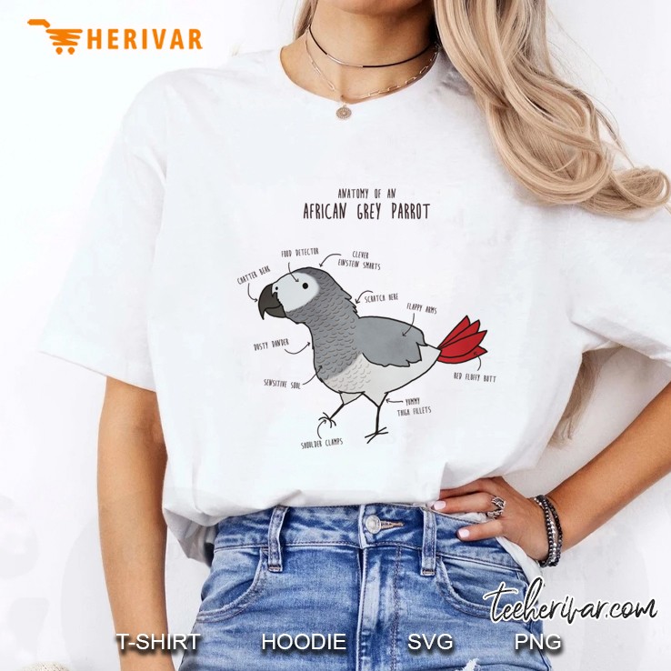 Anatomy Of An African Grey Parrot Ladies Tee