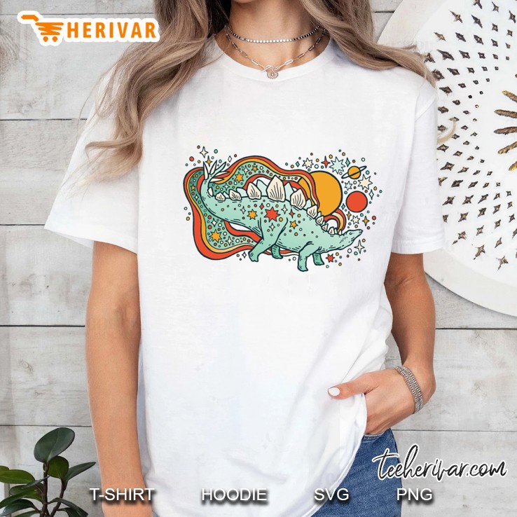 Star Stegosaurus Retro Reptile Palette Ladies Tee
