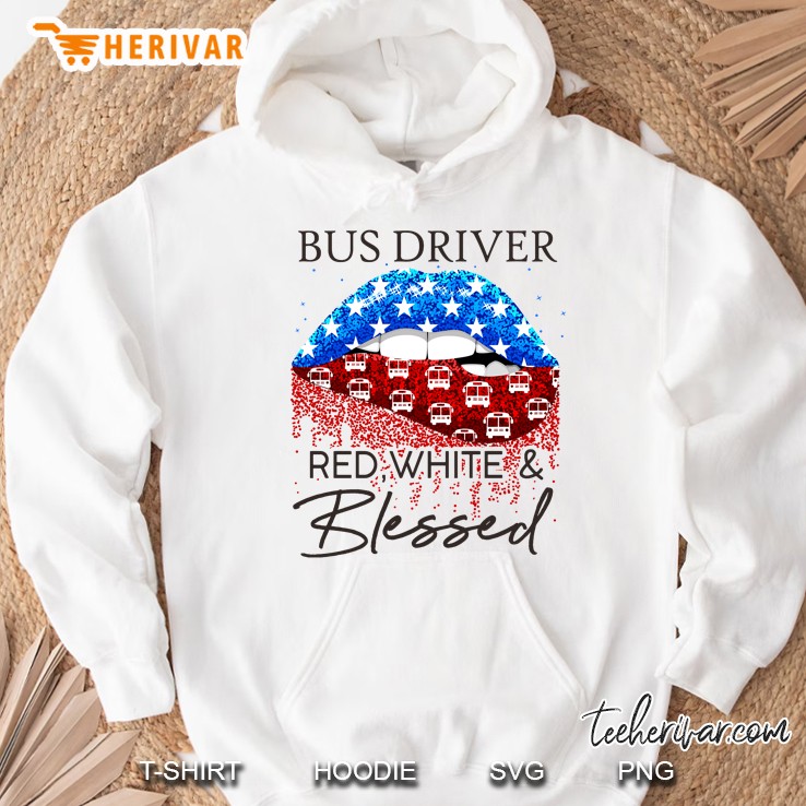 Bus Driver Red White & Blessed American Flag Lip Version Mugs