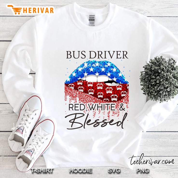 Bus Driver Red White & Blessed American Flag Lip Version Mugs