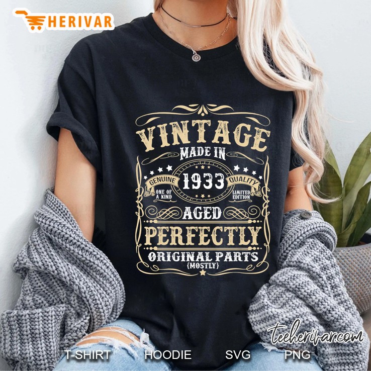 Classic 86Th Birthday Gift Men Women Vintage 1933 Ladies Tee