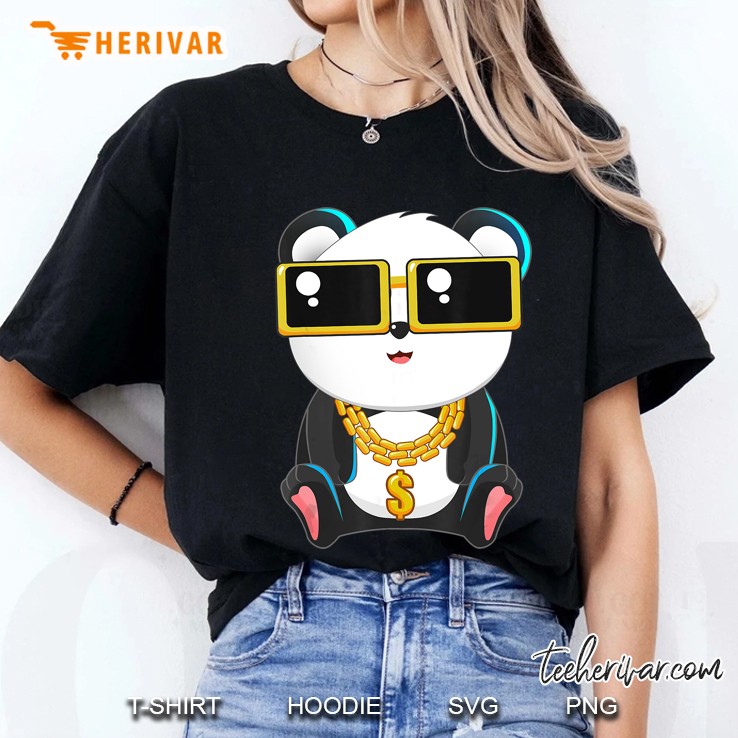 Cool Gangsta Panda Bear Bling Bling Hip Hop Music Lovers Ladies Tee