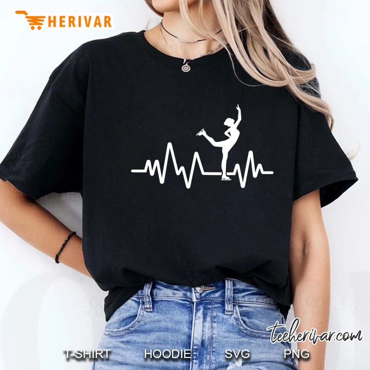 Figure Skating Heartbeat Cool Winter Sports Ice Skate Fans Ladies Tee