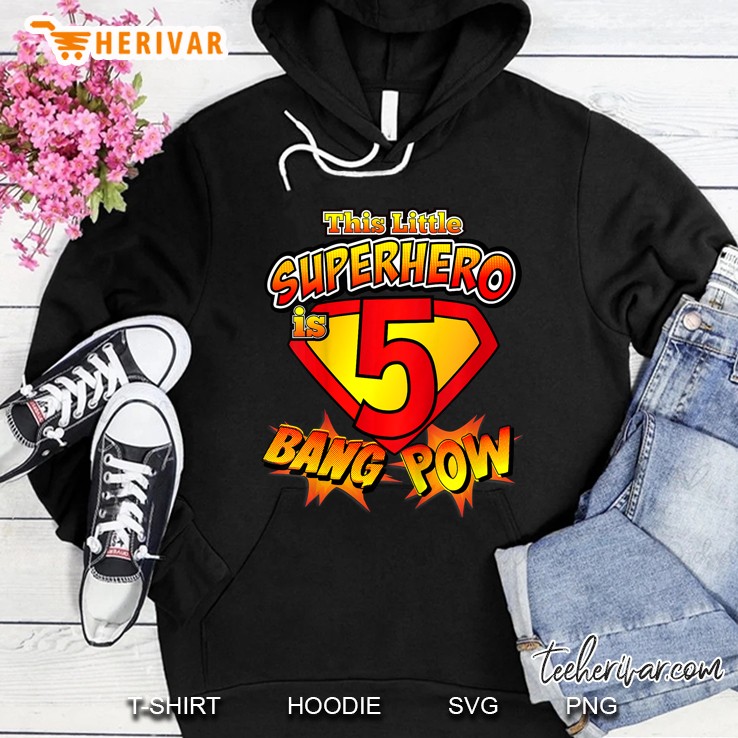 Kids 5 Year Old Superhero Birthday Super Hero Party 5Th Hoodie