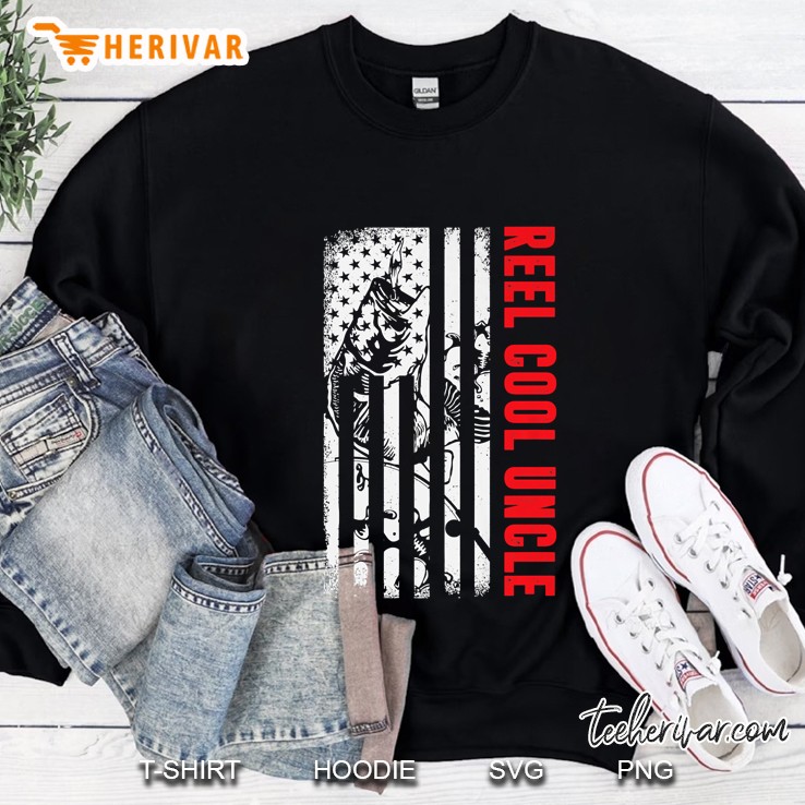 Mens Reel Cool Uncle Fishing Shirt Patriotic American Flag Usa Sweatshirt
