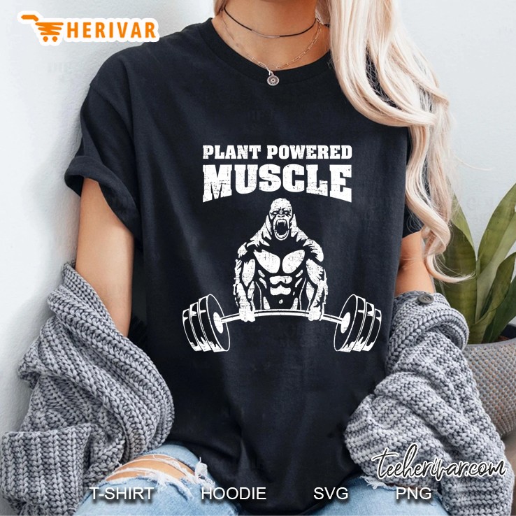 Plant Powered Muscle Vegan Power Bodybuilding Gym Slogan Hoodie