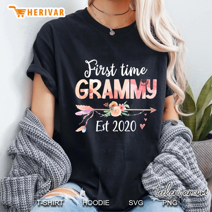 Promoted To Grammy Est 2020 - First Time Grandma Floral Hoodie