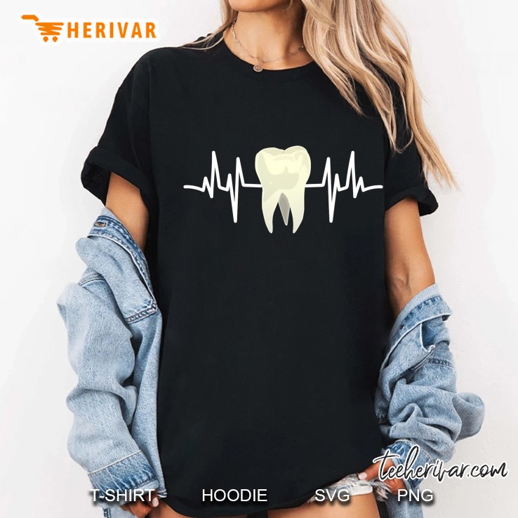Tooth Heartbeat Dentist Dental Hygienist Assistant Ekg Ladies Tee