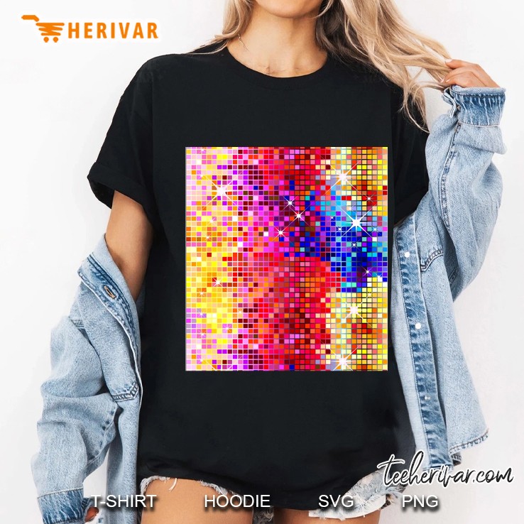 Metallic Colorful Sequins Look-Disco Ballglitterpattern Sleeveless Top Ladies Tee