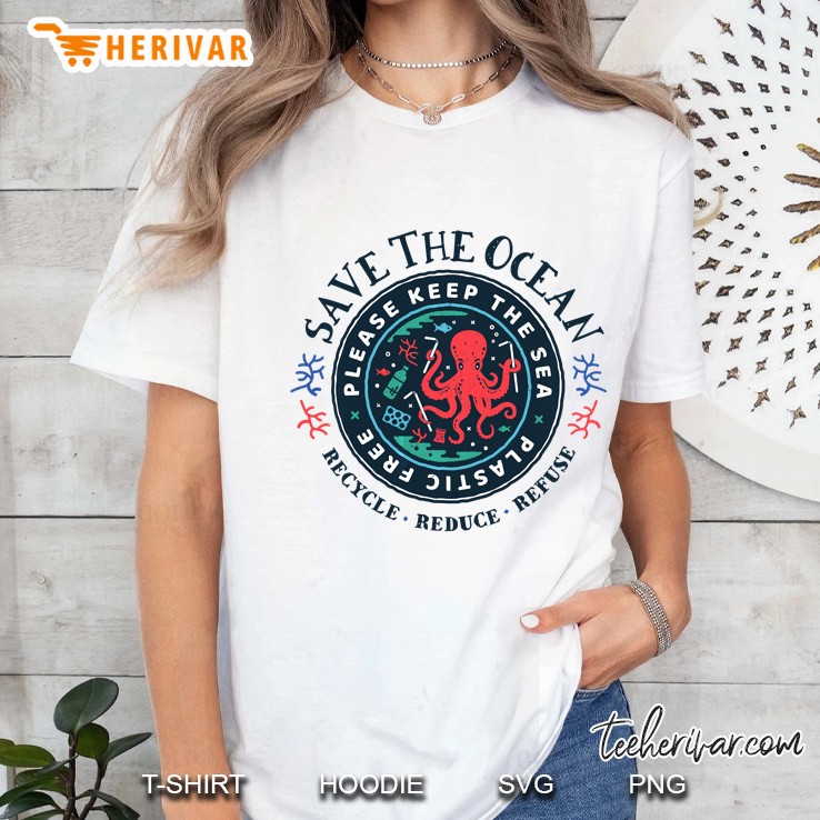 Ocean Conservancy - Please Keep The Sea Plastic Free Octopus Ladies Tee