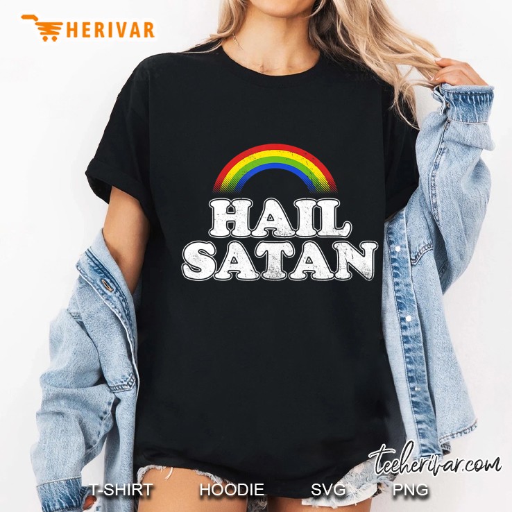 Hail Satan Funny Ironic Rainbow Ladies Tee