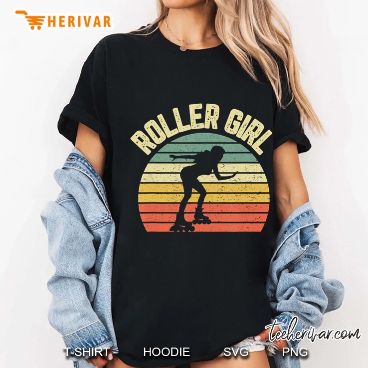 Retro Roller Girl Skating 70S 80S Skate Derby Ladies Tee