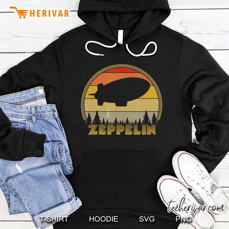 Zeppelin Retro Vintage Sunset 70S 80S Distressed Dirigible Hoodie