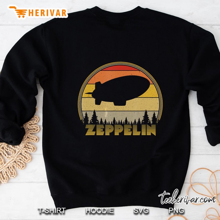 Zeppelin Retro Vintage Sunset 70S 80S Distressed Dirigible Sweatshirt