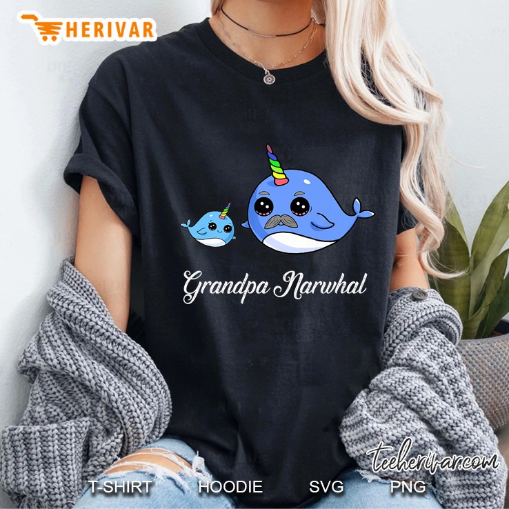 Grandpa Narwhal Shirt Cute Narwhal Gift For Grandfathers Premium Hoodie