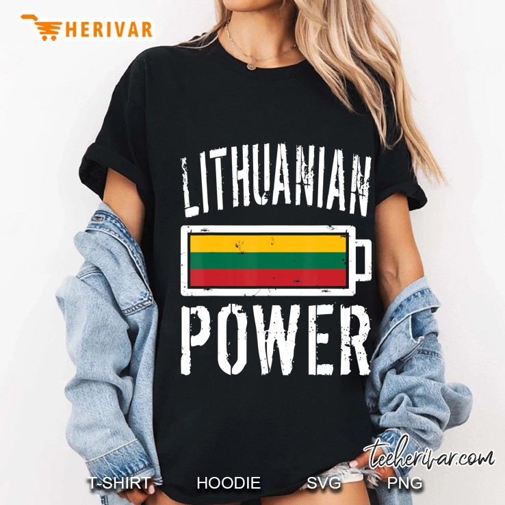 Lithuania Flag Lithuanian Power Battery Proud Tee Ladies Tee