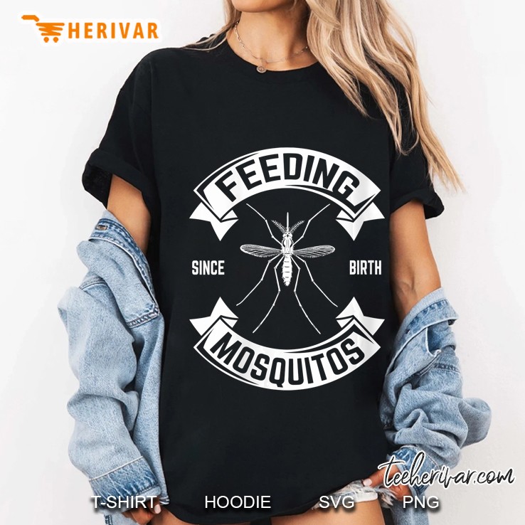 Womens Funny Summer Camping Design, Feeding Mosquitos Since Birth V-Neck Hoodie