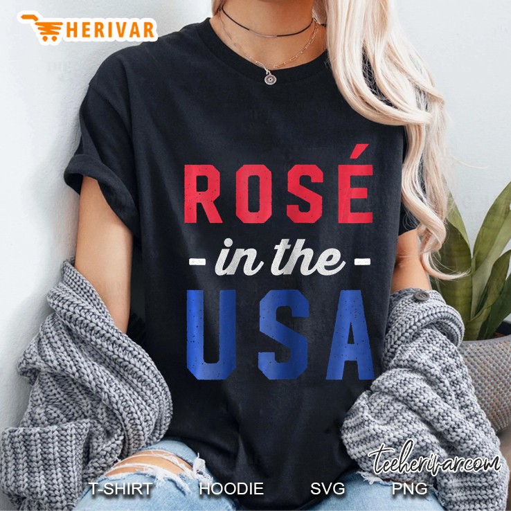 Womens Rose In The Usa - Cute Drinking 4Th Of July Ladies Tee