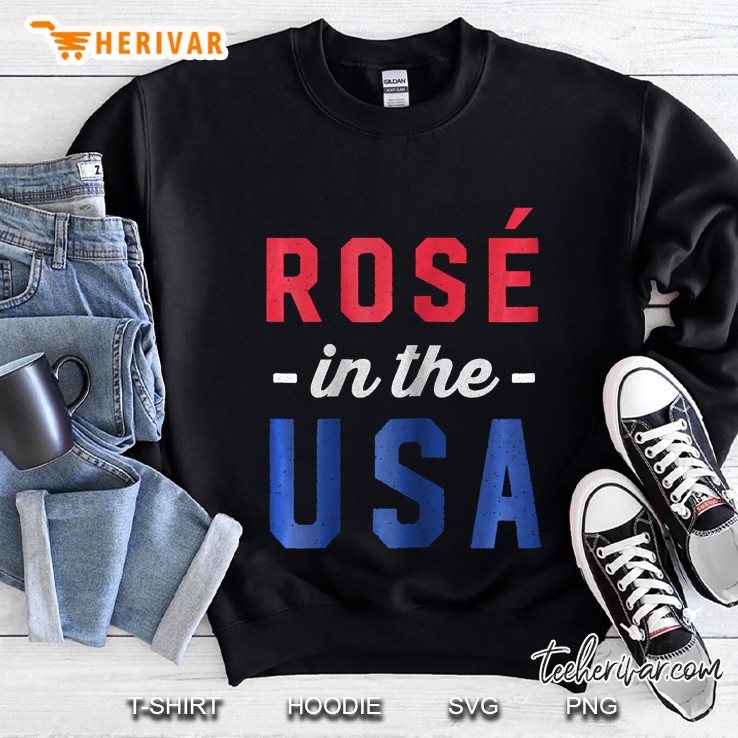 Womens Rose In The Usa - Cute Drinking 4Th Of July Sweatshirt