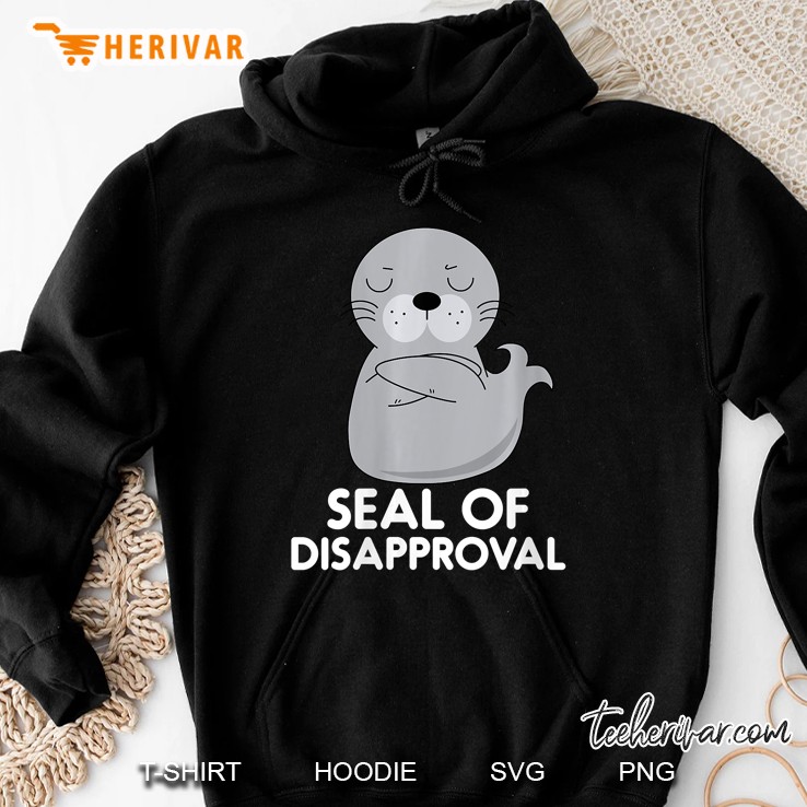 Womens Seal Of Disapproval Funny Sarcastic Pun V-Neck Hoodie