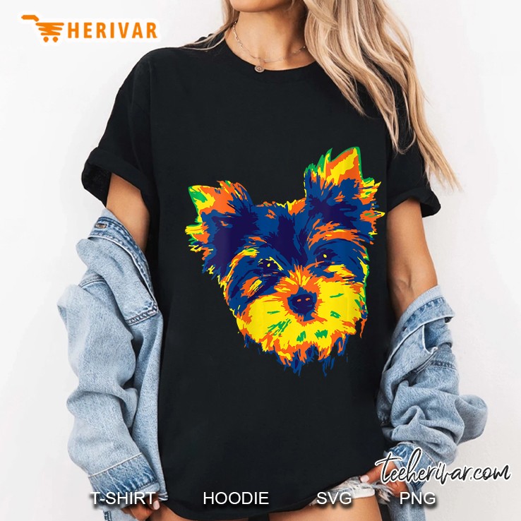 Womens Yorkie Yorkshire Terrier Art Color Painting Gift V-Neck Ladies Tee