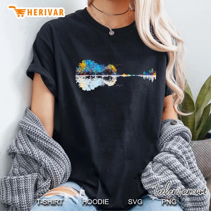 Nature Guitar - Colorful Watercolor Ladies Tee