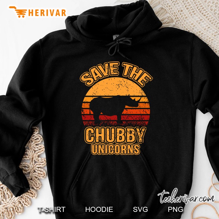 Save The Chubby Unicorns, Rhino, Gift, Retro, Vintage, Rhinocerus Hoodie