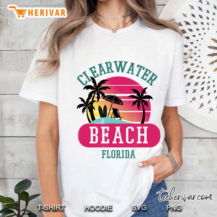 Retro Cool Clearwater Beach Original Florida Beaches Ladies Tee