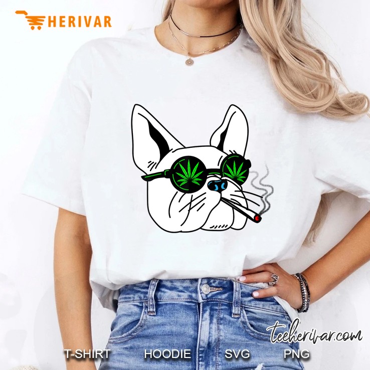 Dog Sunglasses Smoking 420 Cool Gift Weed Cannabis Marijuana Ladies Tee