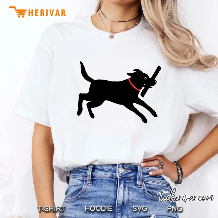 Happy Black Lab Running Cute Labrador Retriever Ladies Tee