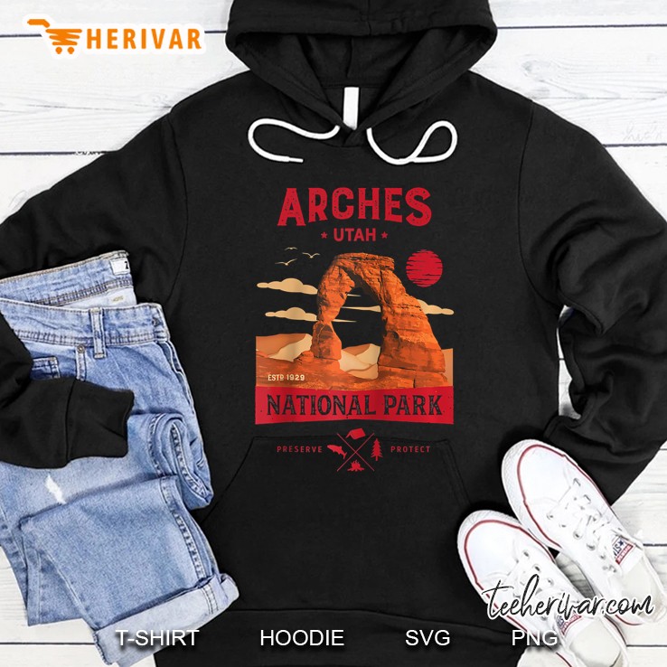 Arches National Park Gifts Delicate Arch Vintage Utah Men Raglan Baseball Tee Hoodie