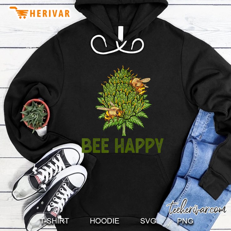 Bee Happy Cannabis Weed Marijuana Funny 420 Day Gift Tee Mugs