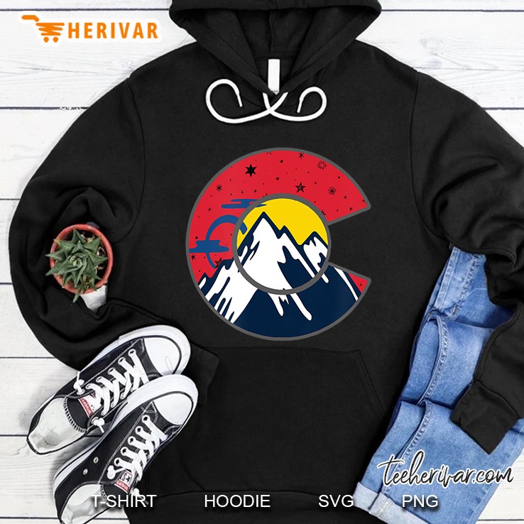 Colorado Flag C Mountain Design Graphic Hoodie