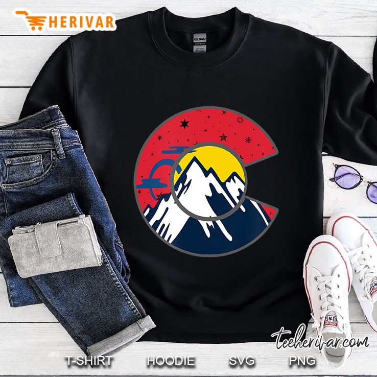 Colorado Flag C Mountain Design Graphic Sweatshirt